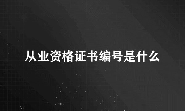 从业资格证书编号是什么
