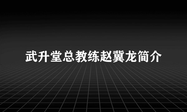 武升堂总教练赵冀龙简介