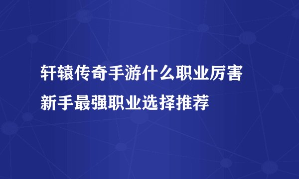 轩辕传奇手游什么职业厉害 新手最强职业选择推荐
