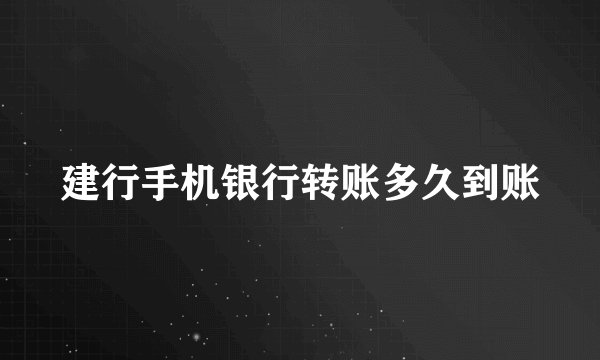 建行手机银行转账多久到账