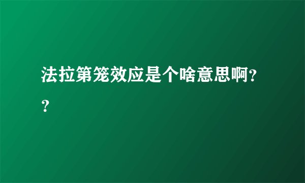 法拉第笼效应是个啥意思啊？？