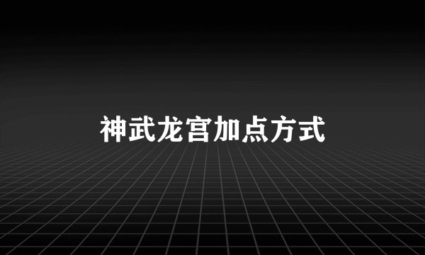神武龙宫加点方式