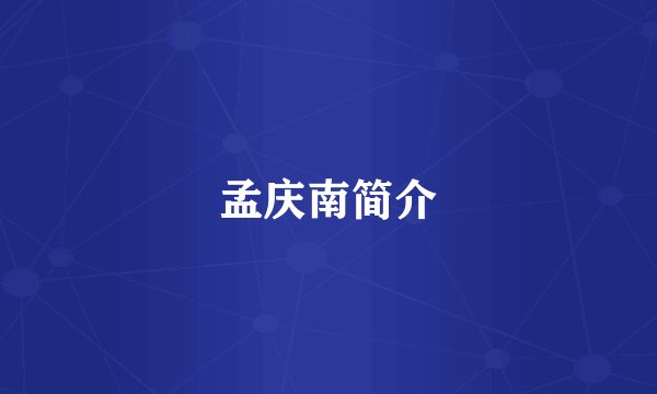 孟庆南简介