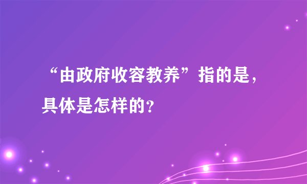 “由政府收容教养”指的是，具体是怎样的？