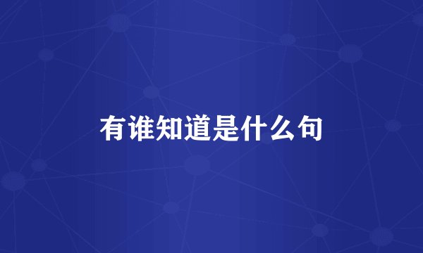 有谁知道是什么句