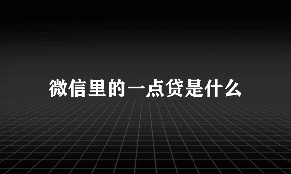微信里的一点贷是什么
