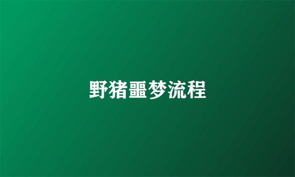 野猪噩梦流程