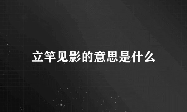 立竿见影的意思是什么