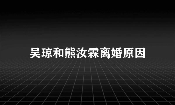 吴琼和熊汝霖离婚原因
