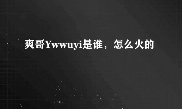 爽哥Ywwuyi是谁，怎么火的