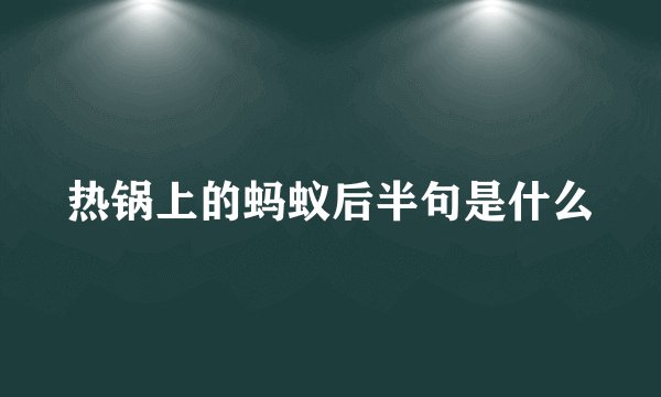 热锅上的蚂蚁后半句是什么