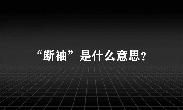 “断袖”是什么意思？