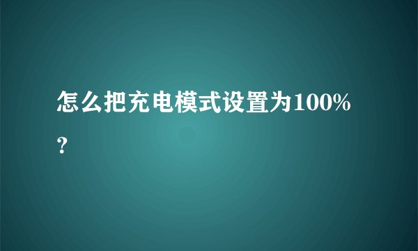 怎么把充电模式设置为100%?