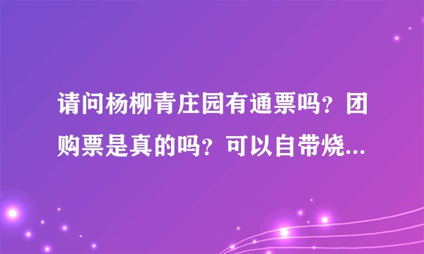请问杨柳青庄园有通票吗？团购票是真的吗？可以自带烧烤？鬼屋门票多少钱啊？谢谢啊！通票多少钱啊？通票能
