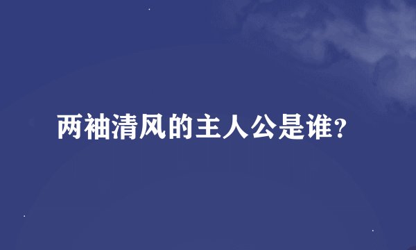 两袖清风的主人公是谁？