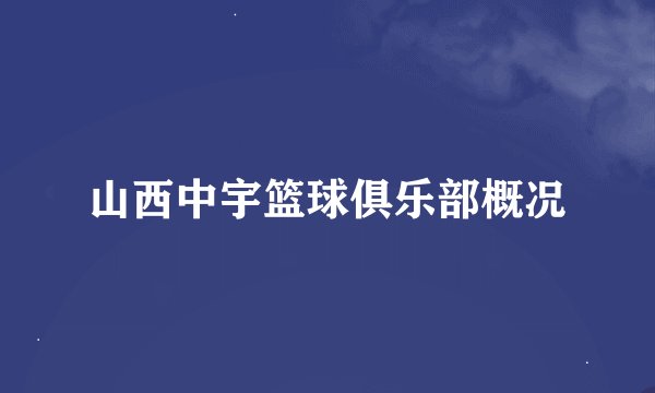 山西中宇篮球俱乐部概况