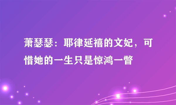 萧瑟瑟：耶律延禧的文妃，可惜她的一生只是惊鸿一瞥