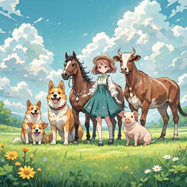 少女与动物狗马猪牛动画片叫什么