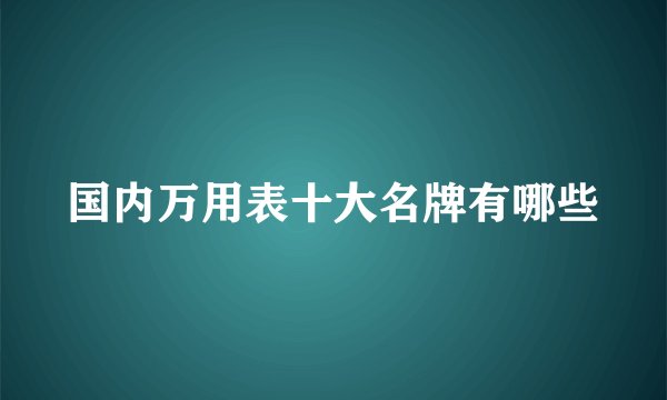 国内万用表十大名牌有哪些