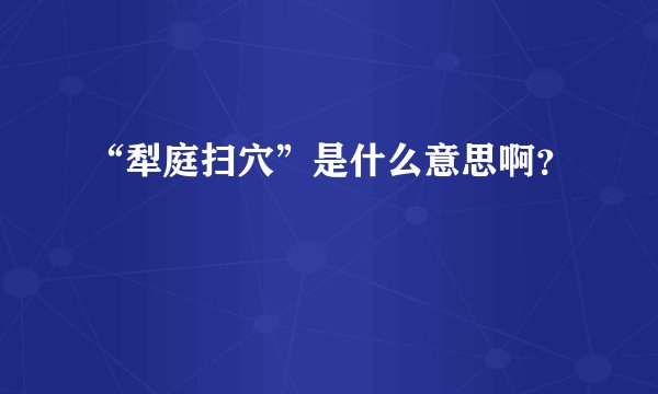 “犁庭扫穴”是什么意思啊？