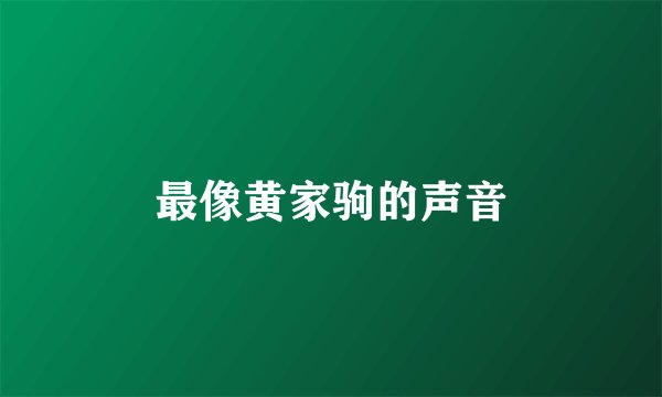 最像黄家驹的声音