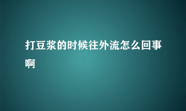 打豆浆的时候往外流怎么回事啊