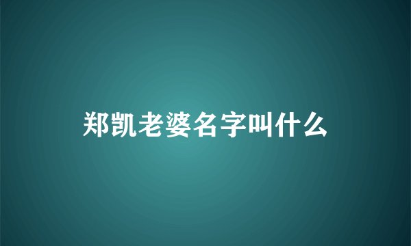 郑凯老婆名字叫什么
