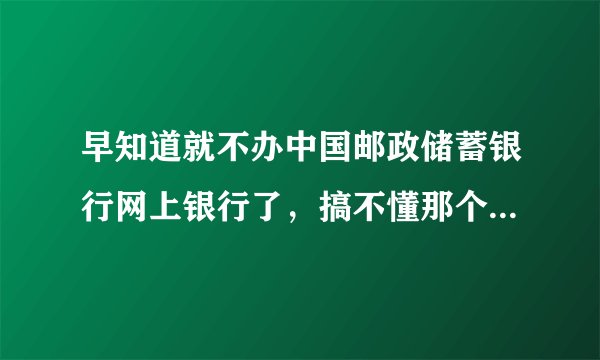 早知道就不办中国邮政储蓄银行网上银行了，搞不懂那个UK怎么用的
