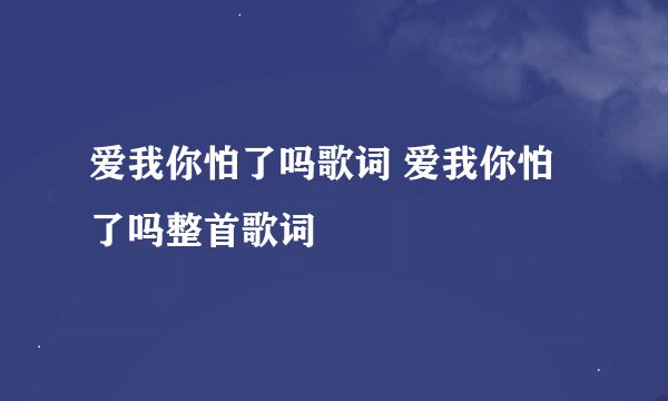 爱我你怕了吗歌词 爱我你怕了吗整首歌词