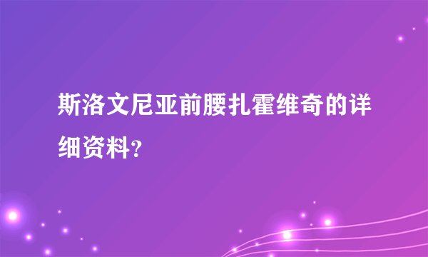 斯洛文尼亚前腰扎霍维奇的详细资料？