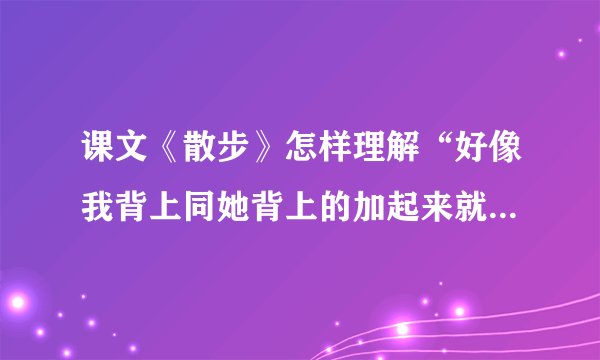 课文《散步》怎样理解“好像我背上同她背上的加起来就是整个世