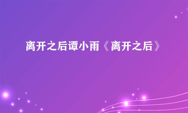 离开之后谭小雨《离开之后》