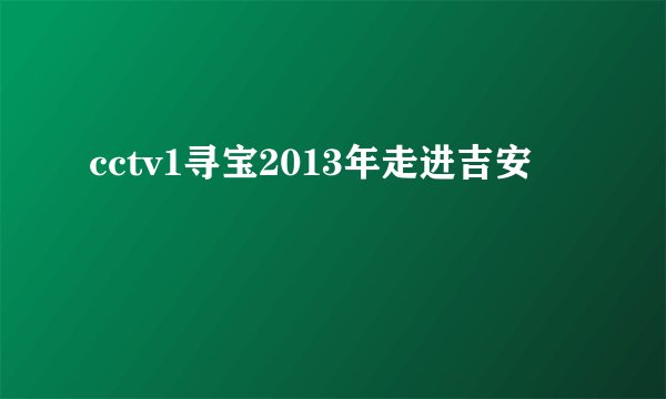 cctv1寻宝2013年走进吉安