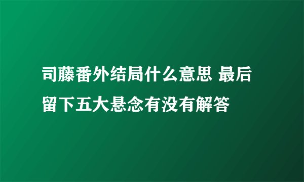 司藤番外结局什么意思 最后留下五大悬念有没有解答
