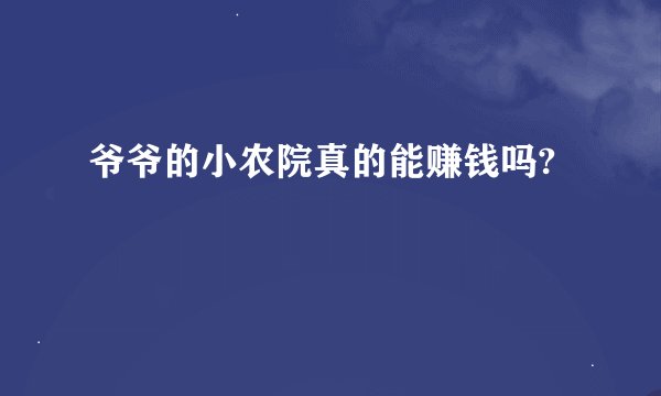 爷爷的小农院真的能赚钱吗?