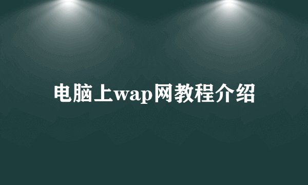 电脑上wap网教程介绍