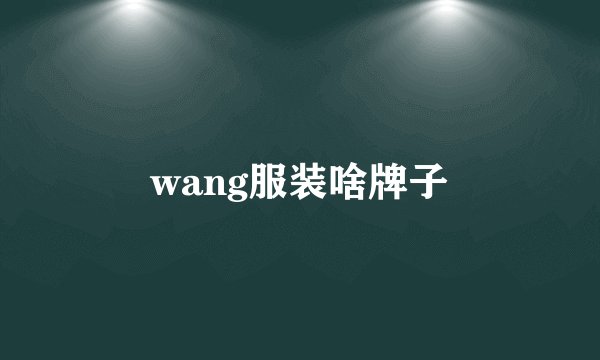 wang服装啥牌子