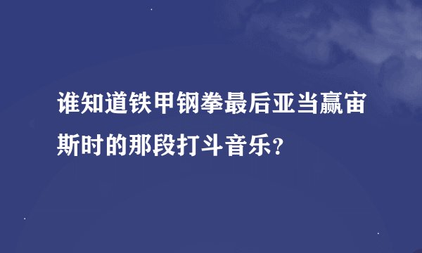 谁知道铁甲钢拳最后亚当赢宙斯时的那段打斗音乐？