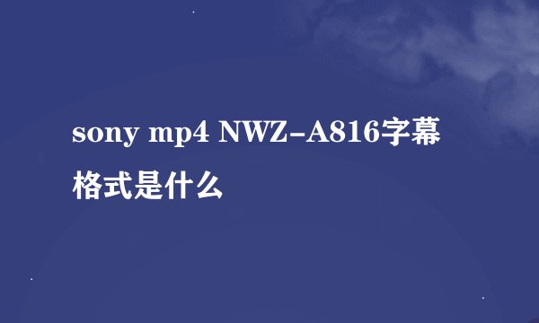 sony mp4 NWZ-A816字幕格式是什么