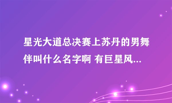 星光大道总决赛上苏丹的男舞伴叫什么名字啊 有巨星风范 我想签他