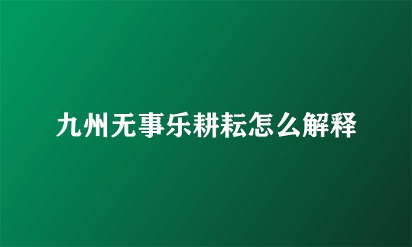九州无事乐耕耘怎么解释