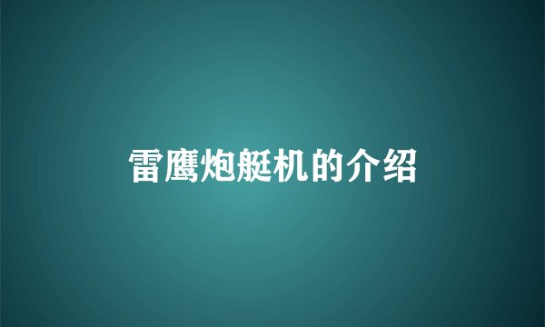 雷鹰炮艇机的介绍