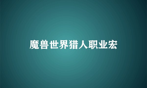 魔兽世界猎人职业宏