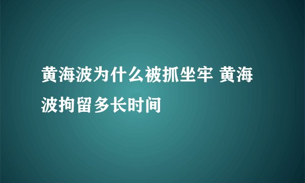黄海波为什么被抓坐牢 黄海波拘留多长时间