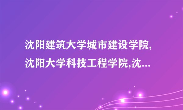 沈阳建筑大学城市建设学院,沈阳大学科技工程学院,沈阳农业大学科学技术学院的投资方分别是谁?