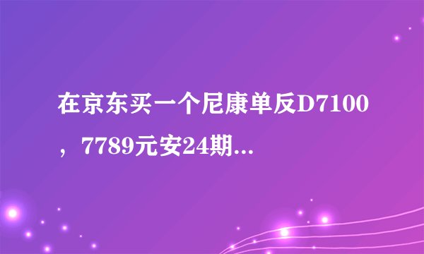 在京东买一个尼康单反D7100，7789元安24期分期付款每一个月要还多少</stron
