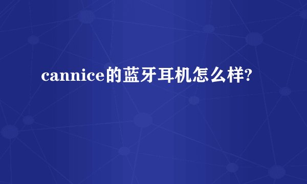 cannice的蓝牙耳机怎么样?
