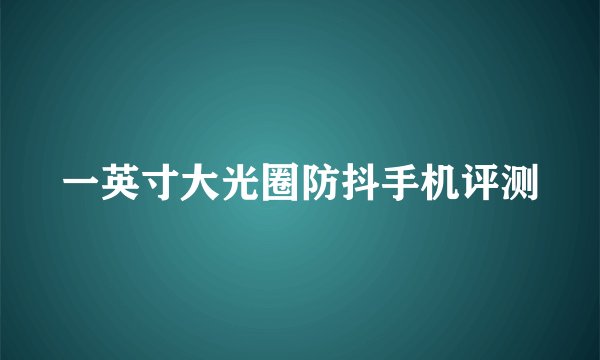 一英寸大光圈防抖手机评测