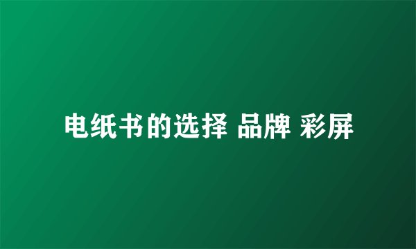 电纸书的选择 品牌 彩屏