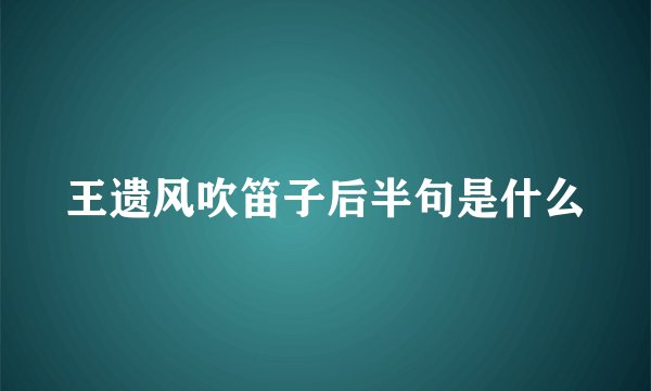 王遗风吹笛子后半句是什么